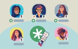 Social network concept with user profiles vector