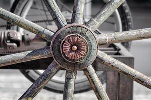 Close-up of a wooden wheel photo