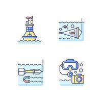Marine exploration RGB color icons set vector