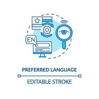 Preferred language blue concept icon vector