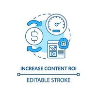 Increase content ROI blue concept icon vector