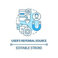 User referral source blue concept icon vector