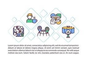 Iconos de línea de concepto de ventajas de evento virtual con texto vector