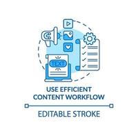 Use efficient content workflow blue concept icon vector