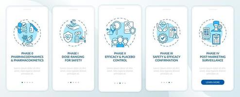 Clinical examination phases onboarding mobile app page screen with concepts vector