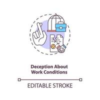 Deception about work conditions concept icon vector