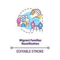 icono del concepto de reunificación de familias migrantes vector