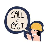 Call it out handwritten phrase with worker in helmet vector