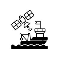 Satellite communication black linear icon vector