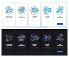 Human being needs onboarding mobile app page screen with concepts vector