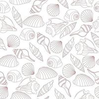 Seamless pattern with outline seashells and colorful bubbles vector