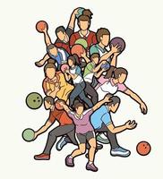Group of Bowling Sport Players Men and Women vector
