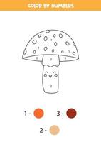 Coloring book for kids. Cute kawaii fly agaric. vector