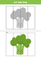 Cut picture of cute kawaii broccoli and paste it. vector