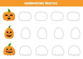 Tracing lines with spooky Halloween Jack o lanterns. vector