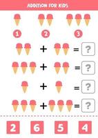 Add the ice creams and write down the right answer. vector