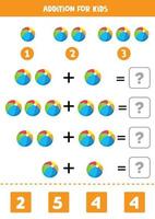 Addition with colorful toy balls. Math game. vector