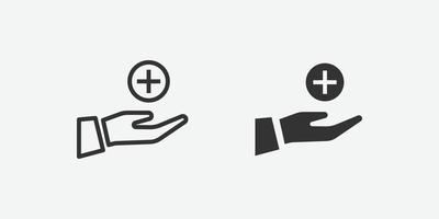 medical care icon with hand for website and mobile app design vector