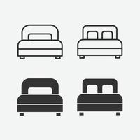 vector illustration of bed isolated icon set.