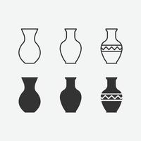 vector illustration of vase isolated icon set.