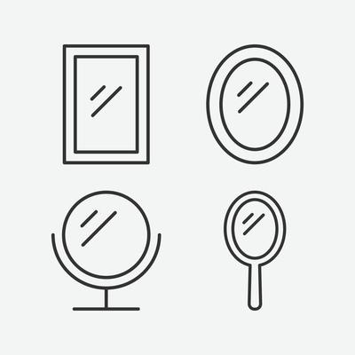 vector illustration of mirror isolated icon set.