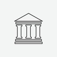Bank building icon, finance symbol vector illustration for web and mobil app on grey background