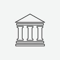 Bank building icon, finance symbol vector illustration for web and mobil app on grey background