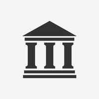 Icono de edificio de banco, ilustración de vector de símbolo de finanzas para web y aplicación móvil sobre fondo gris