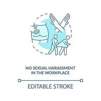 ningún acoso sexual en el lugar de trabajo concepto icono azul vector
