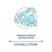 Icono de concepto azul de reunificación de familias migrantes vector