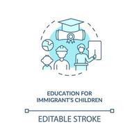 Education for immigrants children blue concept icon vector