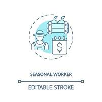 Seasonal worker blue concept icon vector