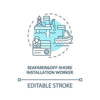 Seafarer and offshore installation worker blue concept icon vector