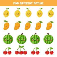 encontrar frutas que sean diferentes a las demás. vector