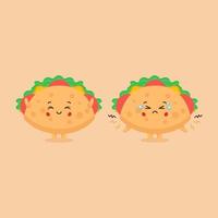 Cute Taco Character Smiling and Sad vector