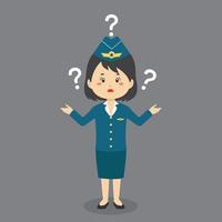 Stewardess Confused with Question Mark vector