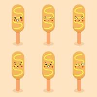 Cute Grilled Sausage with Expression vector