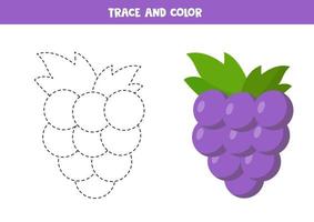 Handwriting practice for preschoolers with cute kawaii grape. vector