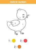 patito de dibujos animados lindo de color por números. juego educativo para niños. vector