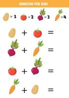 Addition with beet, carrot, tomato and potato. vector