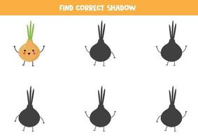 encuentra la sombra correcta de la cebolla kawaii. vector