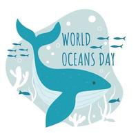 Hand drawn world oceans day concept vector