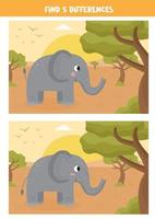 Find five differences between the pictures. vector