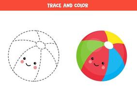 Trace the lines of cute kawaii toy ball. vector