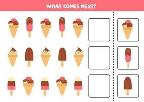 What comes next with cartoon ice creams. vector