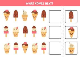 Which cute kawaii ice cream comes next. vector