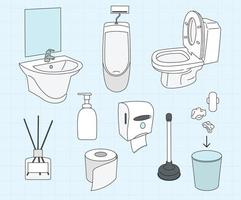 colección de objetos de baños públicos. ilustraciones de diseño de vectores de estilo dibujado a mano.