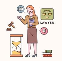 lawyer character and icon set. flat design style minimal vector illustration.