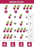 adición con remolacha. resuelve la ecuación. juego de matemáticas para niños. vector