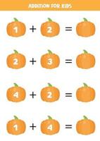 Además para niños con lindas calabazas de dibujos animados. ecuaciones matemáticas. vector